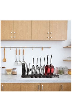Womdee Pot Lid Organizer Pan Holder Rack with 10 Dividers and 4 Hooks, Expandable Cookware Rack for Kitchen Cabinet Cupboard Pantry,Skillet Frying Pan Pot Lid Storage  - Image 3