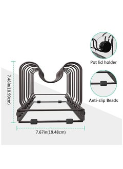 Womdee Pot Lid Organizer Pan Holder Rack with 10 Dividers and 4 Hooks, Expandable Cookware Rack for Kitchen Cabinet Cupboard Pantry,Skillet Frying Pan Pot Lid Storage  - Image 4