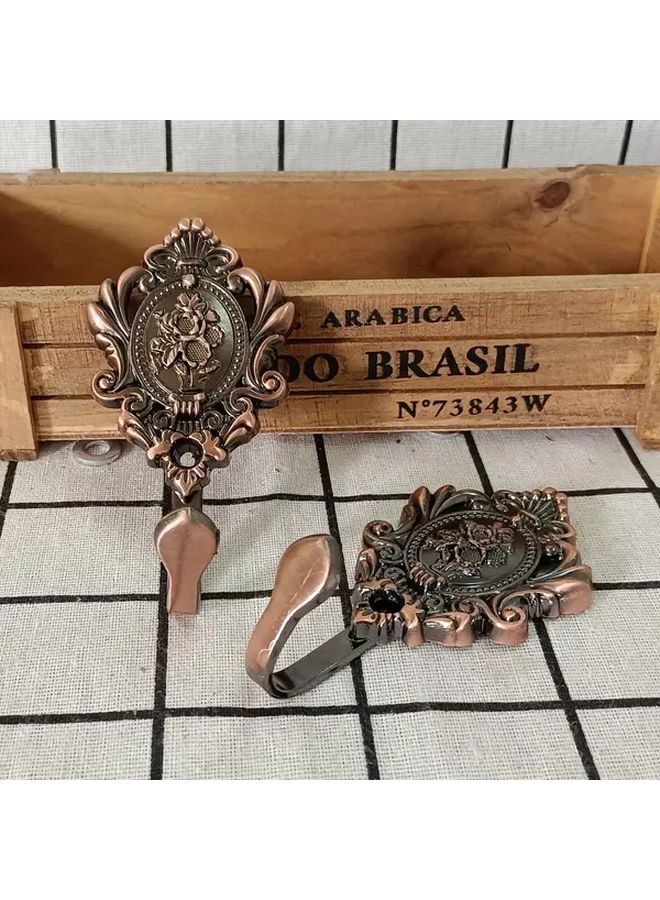 2pcs Bronze Retro Light Luxury Wall Mounted Metal Rustproof Hanger For Clothes Towel Robe - Image 1