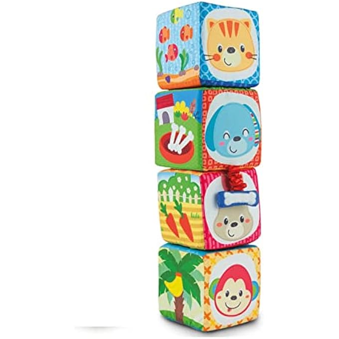 ANIMAL PALS SOFT BLOCKS – SET OF CHUNKY SENSORY FOAM BLOCKS FOR INFANTS & TODDLERS | INTERACTIVE LEARNING CUBES WITH TEXTURES & BRIGHT ANIMAL PRINTS | FOR INFANT AGES 3 MONTHS+ - Image 4