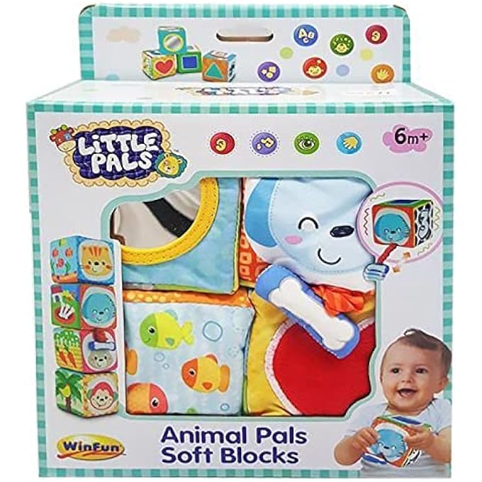ANIMAL PALS SOFT BLOCKS – SET OF CHUNKY SENSORY FOAM BLOCKS FOR INFANTS & TODDLERS | INTERACTIVE LEARNING CUBES WITH TEXTURES & BRIGHT ANIMAL PRINTS | FOR INFANT AGES 3 MONTHS+ - Image 1