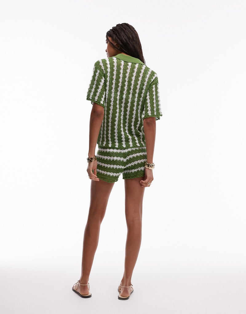 TOPSHOP Knitted Stitchy Stripe Co-Ord Short  - Image 2
