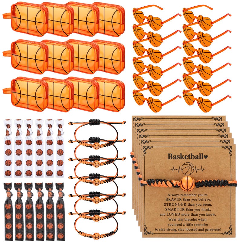 Sunnymove 48 Pcs Basketball Senior Night Gifts 2026 Basketball Gifts for Team Sports Party Favor Include Bracelet Glasses Hair Accessories Cosmetic Bag Team Rewards Sport Birthday Party Supplies - Image 3