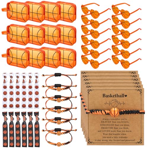 Sunnymove 48 Pcs Basketball Senior Night Gifts 2026 Basketball Gifts for Team Sports Party Favor Include Bracelet Glasses Hair Accessories Cosmetic Bag Team Rewards Sport Birthday Party Supplies - Image 1