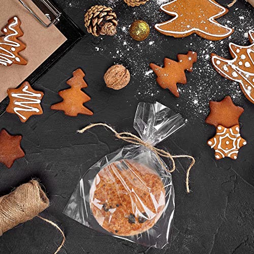 MoloTAR 100 Pcs 10 in x 6 in(1.4mil.) Clear Flat Cello Cellophane Treat Bags Good for Bakery, Cookies, Candies,Dessert with 5 random Twist Ties! - Image 3