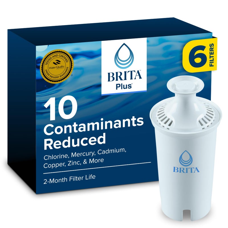 Brita BritaPlus Replacement Water Filter for Pitchers and Dispensers WQA NSFANSI Certified Reduces 2x More Contaminants vs Standard Brita Reduces Chlorine Zinc Copper Mercury More 6 Filters - Image 2