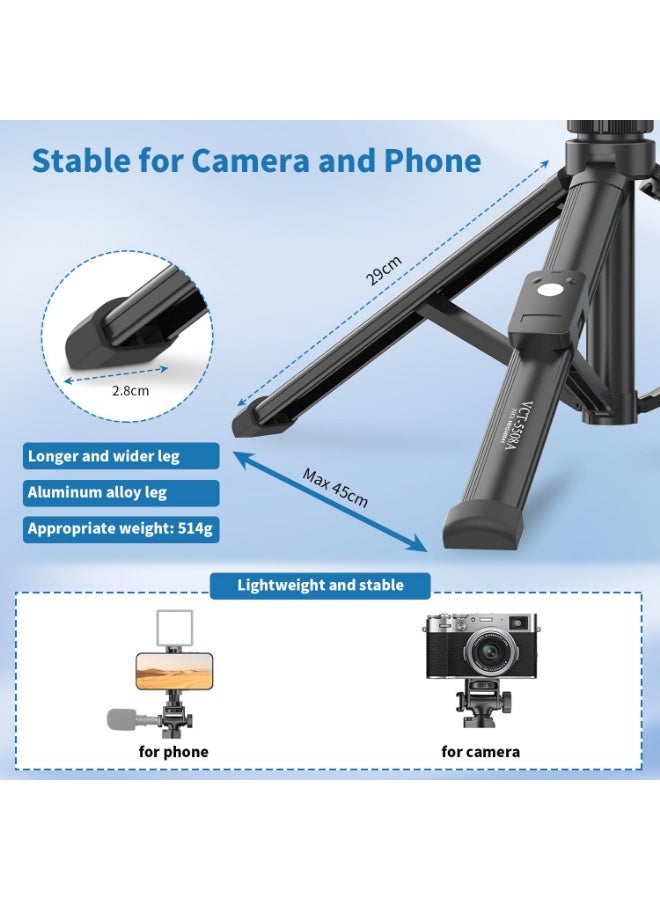 Arabest 170cm Phone Camera Tripod Stand with Remote & Phone Holder, Tripod for Travel/Video Recording,Tall Smartphone Tripod Compatible with iPhone/Android//Webcamera - Image 5