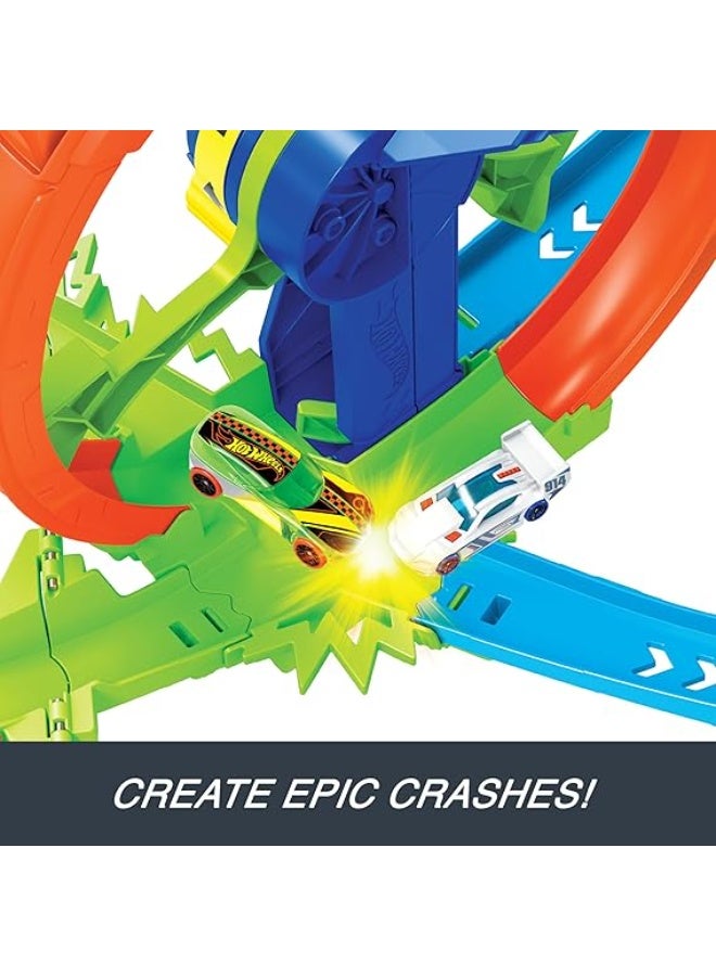 Hot Wheels Toy Car Track Set, Launch and Loop Playset with 1:64 Scale Die-Cast Vehicle, Figure 8 Track & Loop-Kicker Booster - Image 5