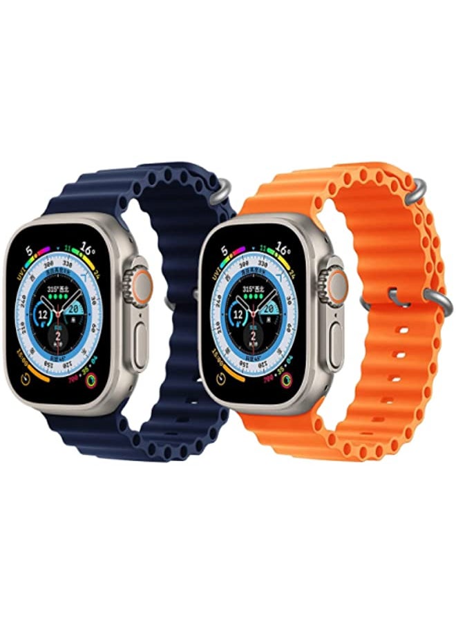 IAF - Silicone Ocean Band Strap for Apple Watch 38/40/41mm Dark Blue/Orange Set of 2 - Image 1