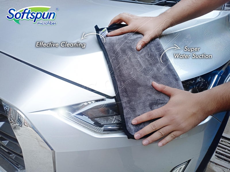 SOFTSPUN Microfiber Super Absorbent Cloth 500 GSM 40X40 & Double Sided Gloves Pc 2 Grey! Edge Towel Set Extra Thick Microfiber Cleaning Cloths Perfect for Bike Auto Cars Both Interior and Exterior.…… - Image 5