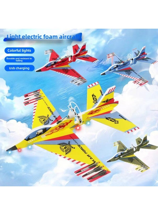 Children's Toys Double-wing Swing Hand Throwing Electric Foam Gliding Aircraft Simulation Model Air Model Wholesale-Color:0518 Electric Fighter-with Light - Image 1