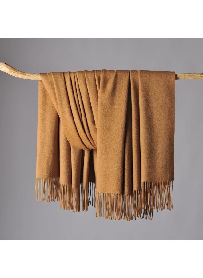 CUDDLE DREAMS - CUDDLE DREAMS Premium Cashmere Throw Blanket with Fringe, Luxuriously Soft 50"W x 72"L Beige - Image 1