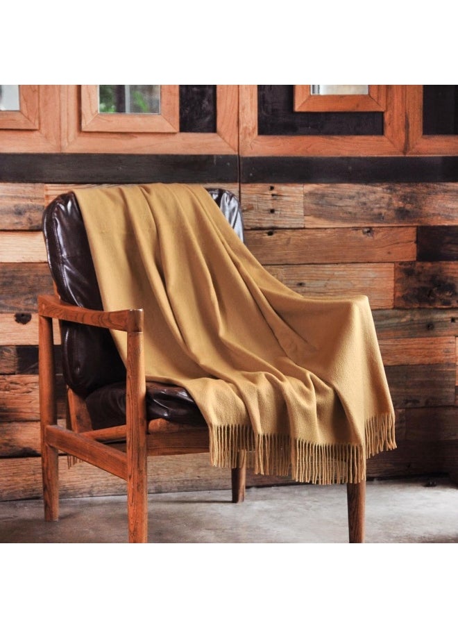 CUDDLE DREAMS - CUDDLE DREAMS Premium Cashmere Throw Blanket with Fringe, Luxuriously Soft 50"W x 72"L Beige - Image 1