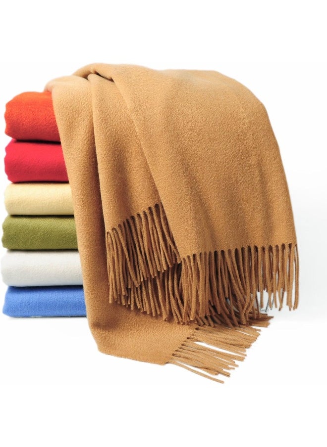CUDDLE DREAMS - CUDDLE DREAMS Premium Cashmere Throw Blanket with Fringe, Luxuriously Soft 50"W x 72"L Beige - Image 1