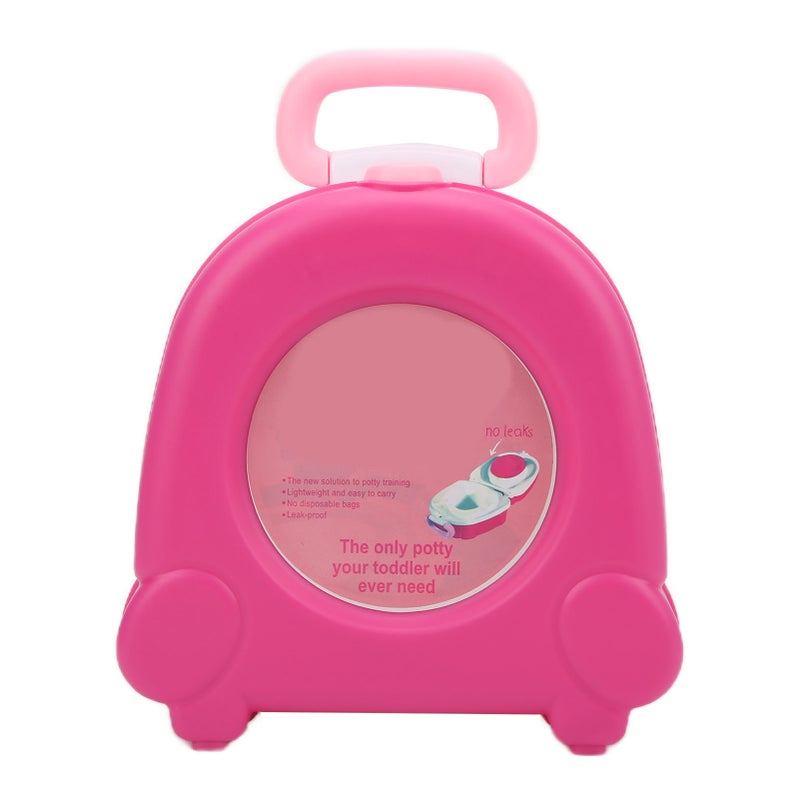 Portable Kids Potty: Rose Red Thickened ABS Potty With Unique Handle - Leak Proof Hygienic Potty With Non Slip Feet for Toddlers 15 Months-3 Years, Nursery, Travel & Days Out - Image 1