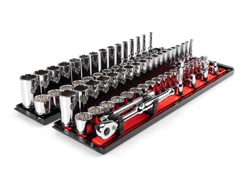مجموعة مفاتيح وصناديق TEKTON 38 بوصة مع قضبان وصواني 74 قطعة 141 في 624 مم SKT13302