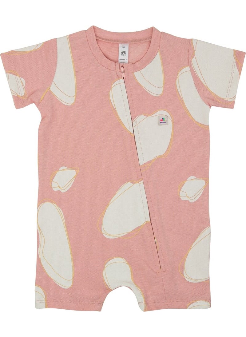 Jrmori - Cloud Printed Halter Zipper Short Jumpsuit - Image 1