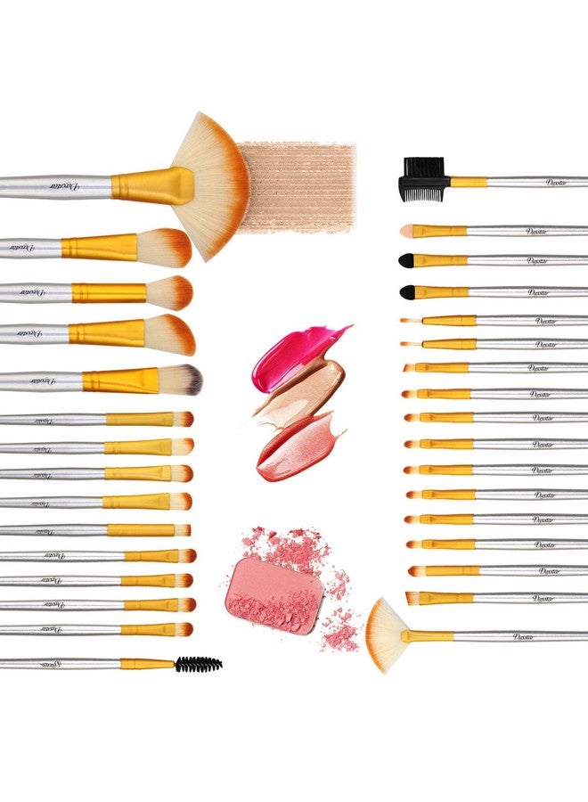 Daxstar Bright Yellow Makeup Brushes Set Professionalcosmetic Brush Set For Foundation Eyeshadow Blending Blush Concealer Crueltyfree Synthetic Fiber Bristles With Travel Makeup Bag - Image 5