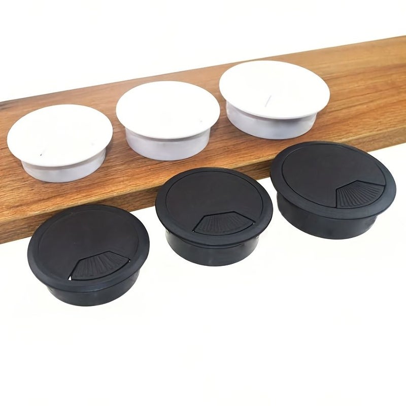 4pcs Dark Brown Plastic Cable Hole Covers 60mm Round Desk Grommet Wire Management - Image 1
