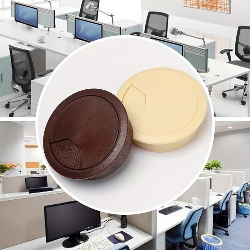 4pcs Dark Brown Plastic Cable Hole Covers 60mm Round Desk Grommet Wire Management - Image 2