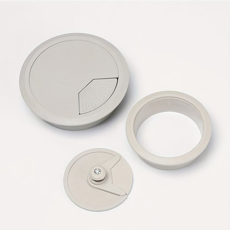 4pcs Dark Brown Plastic Cable Hole Covers 60mm Round Desk Grommet Wire Management - Image 5