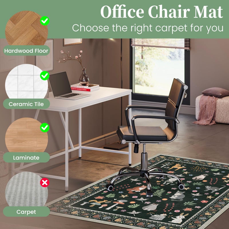 Lreedy Office Chair Mat for Hardwood Floor & Tile Floor,36"x48"Heavy Duty Desk Chair Mat for Hard Floors, Under Desk Rug for Rolling Computer Chair,Anti Slip,Low Pile Carpet Floor-Colorful Animals - Image 3