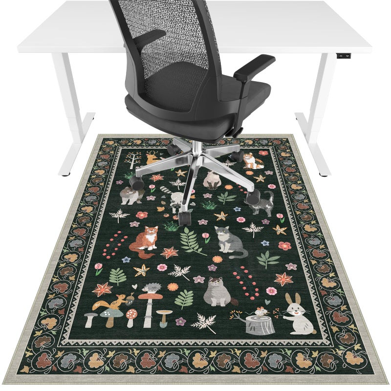 Lreedy Office Chair Mat for Hardwood Floor & Tile Floor,36"x48"Heavy Duty Desk Chair Mat for Hard Floors, Under Desk Rug for Rolling Computer Chair,Anti Slip,Low Pile Carpet Floor-Colorful Animals - Image 1