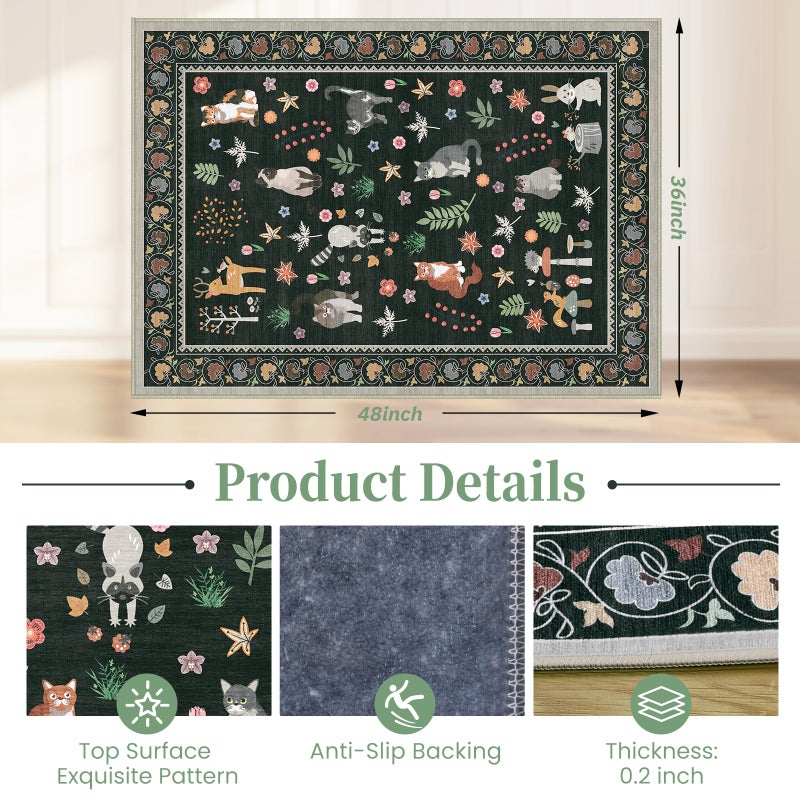 Lreedy Office Chair Mat for Hardwood Floor & Tile Floor,36"x48"Heavy Duty Desk Chair Mat for Hard Floors, Under Desk Rug for Rolling Computer Chair,Anti Slip,Low Pile Carpet Floor-Colorful Animals - Image 2