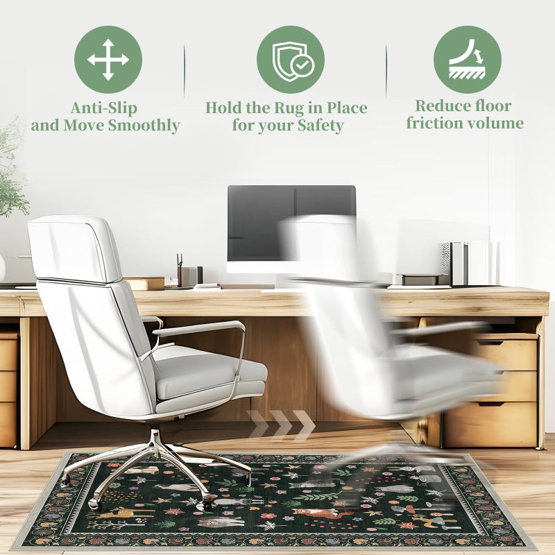 Lreedy Office Chair Mat for Hardwood Floor & Tile Floor,36"x48"Heavy Duty Desk Chair Mat for Hard Floors, Under Desk Rug for Rolling Computer Chair,Anti Slip,Low Pile Carpet Floor-Colorful Animals - Image 5