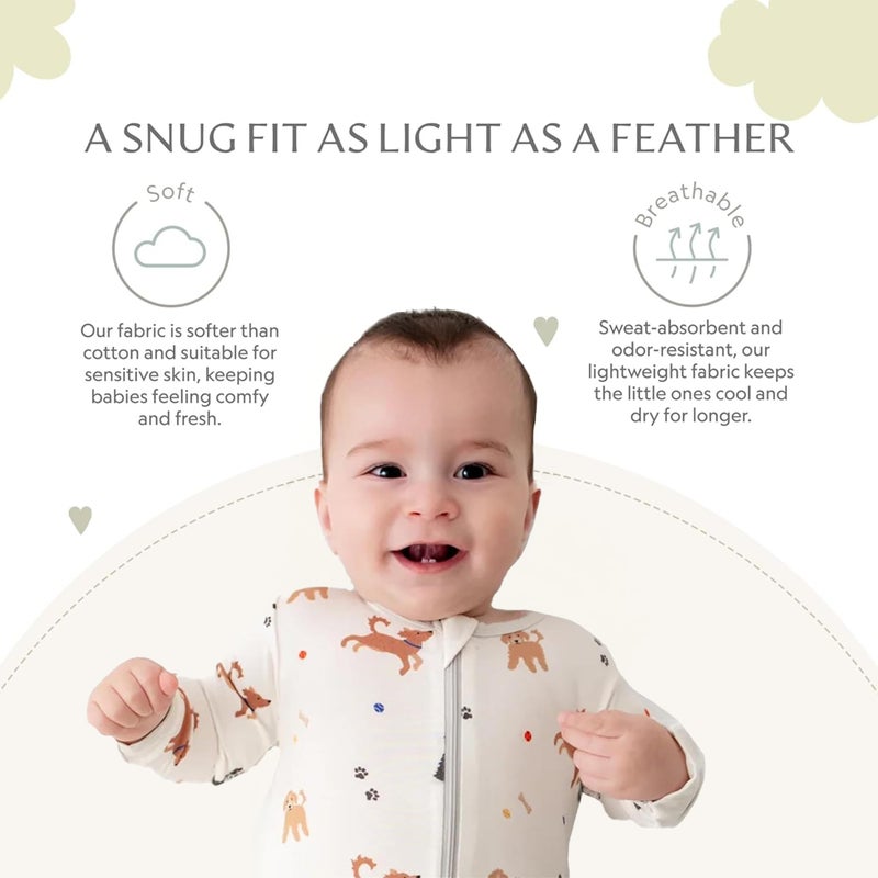 Bamboo Little Soft Baby Footie Pajamas - Newborn, Infant Sleepers, Zipper, 95% Viscose derived from Bamboo and 5% Spandex, Imported - Image 3