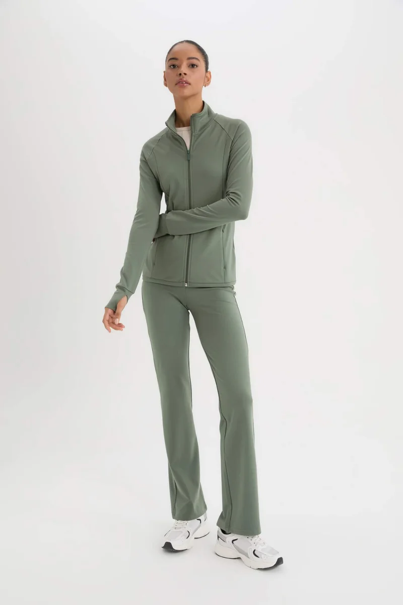 ديفاكتو DeFactoFit Fitted Stand Collar Zippered Sports Cardigan