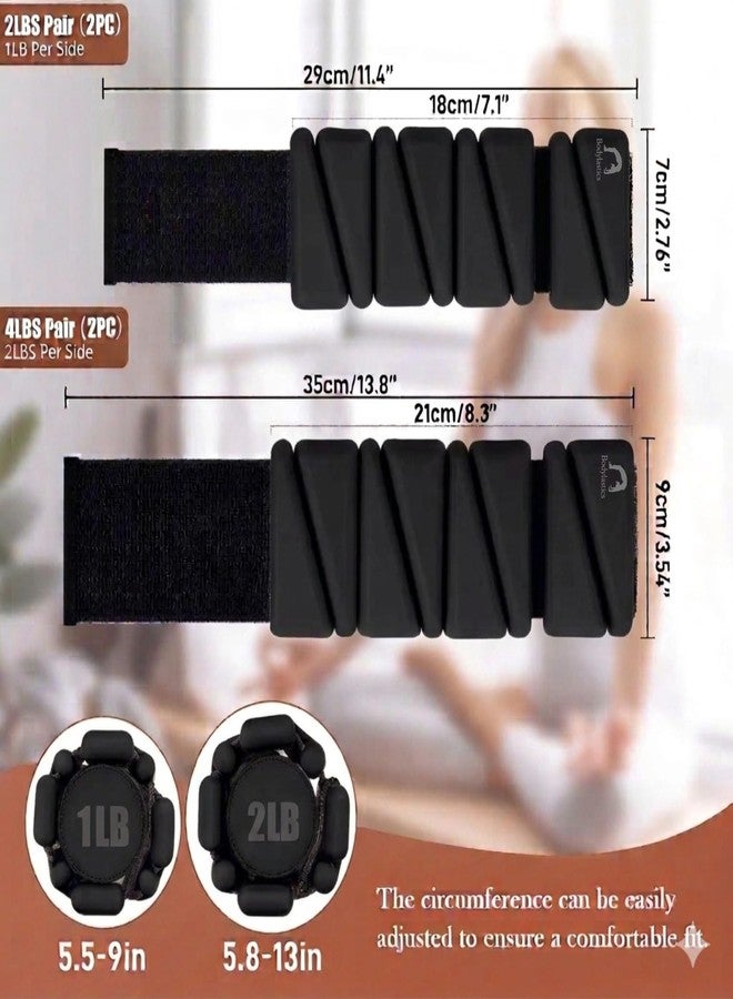 Bodylastics Adjustable Ankle & Wrist Weights 4 lb Pair (2 lb Each) - Silicone, Sweat-Resistant for Arms & Legs - Perfect for Jogging, Walking, Physiotherapy, Cardio, Yoga & Strength Training - Image 2