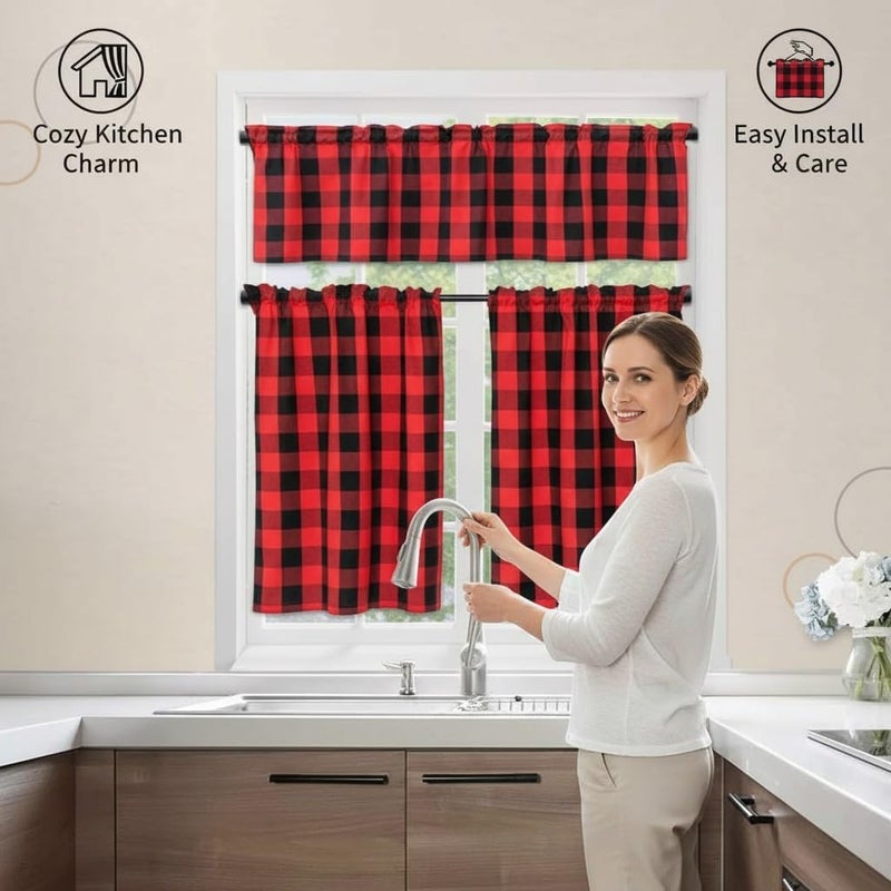 Charming Plaid Gingham Kitchen Curtains, Elegant Christmas & Home Decor - Image 4