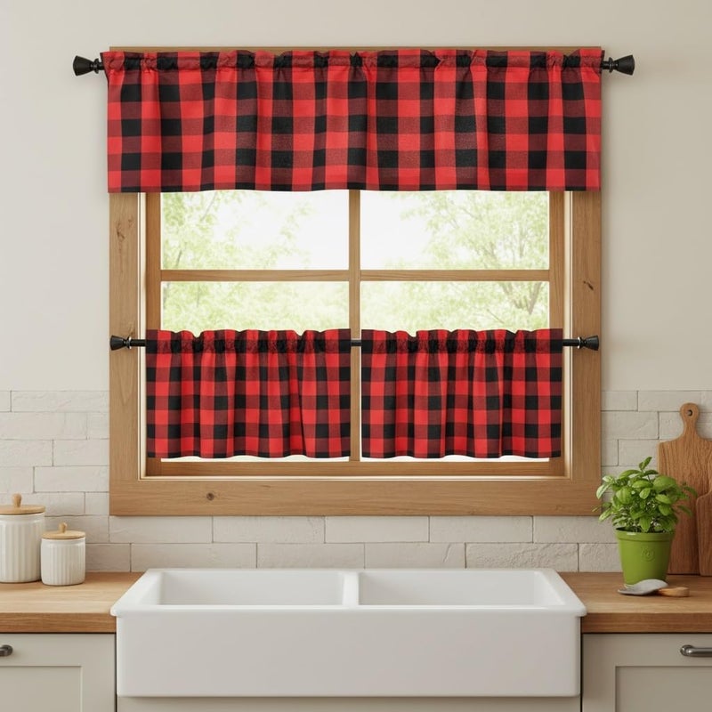 Charming Plaid Gingham Kitchen Curtains, Elegant Christmas & Home Decor - Image 2