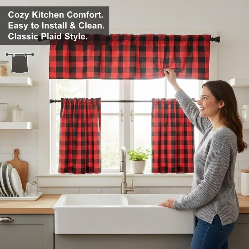 Charming Plaid Gingham Kitchen Curtains, Elegant Christmas & Home Decor - Image 5