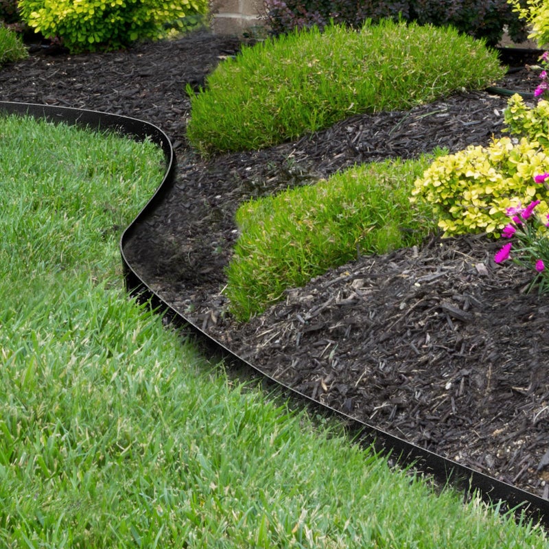Worth Garden 10-Pack Galvanized Steel Landscape Lawn Edging - 4.5in H Black Powder Coated Bendable Metal Strips - Hammer-in Edging Border w/ 11 Clips - Yard Pathway Divider (33Ft Total) - Image 5