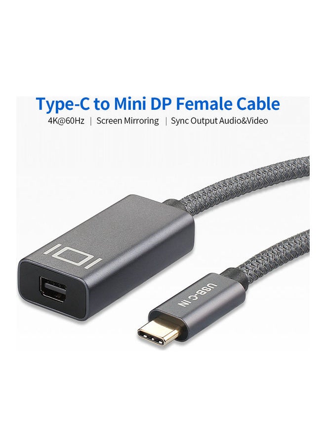 NIBEMINENT USB3.1 Type-C Male to Mini DP Female Cable Grey  - Image 5