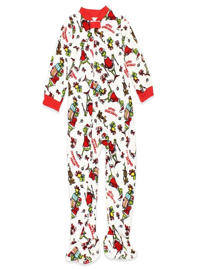 Dr. Seuss The Grinch Santa Baby Toddler Velour Holiday Sleeper (White, 3T) - Image 1