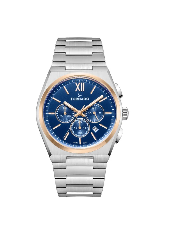 تورنيدو Men's Stainless Steel Multi Function Watch T24105-KBSN - 44.5 mm