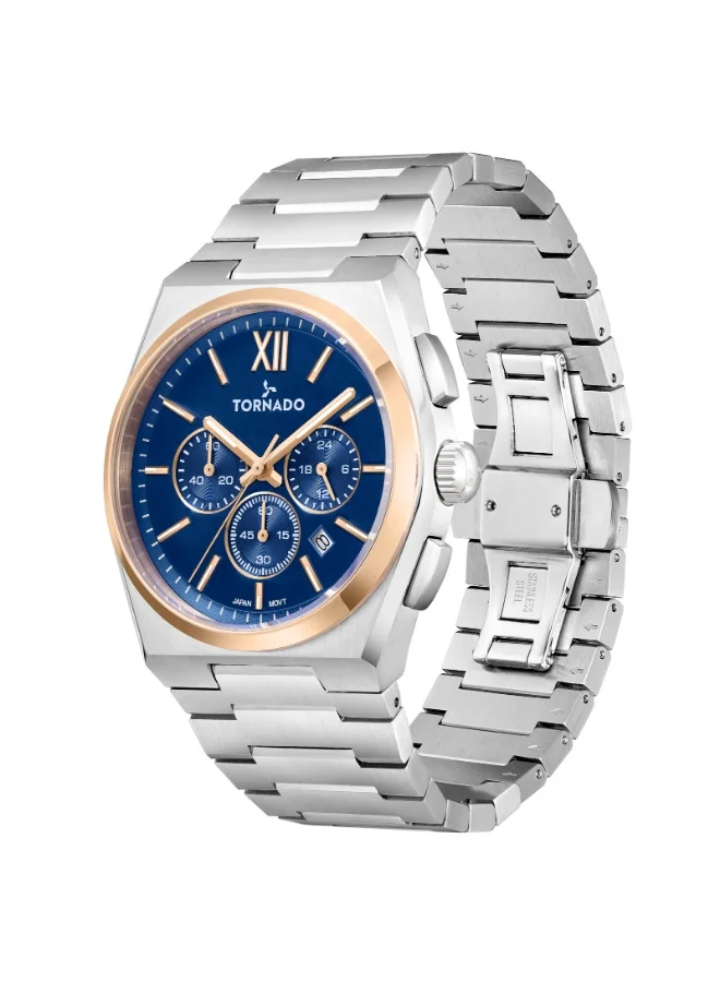 تورنيدو Men's Stainless Steel Multi Function Watch T24105-KBSN - 44.5 mm
