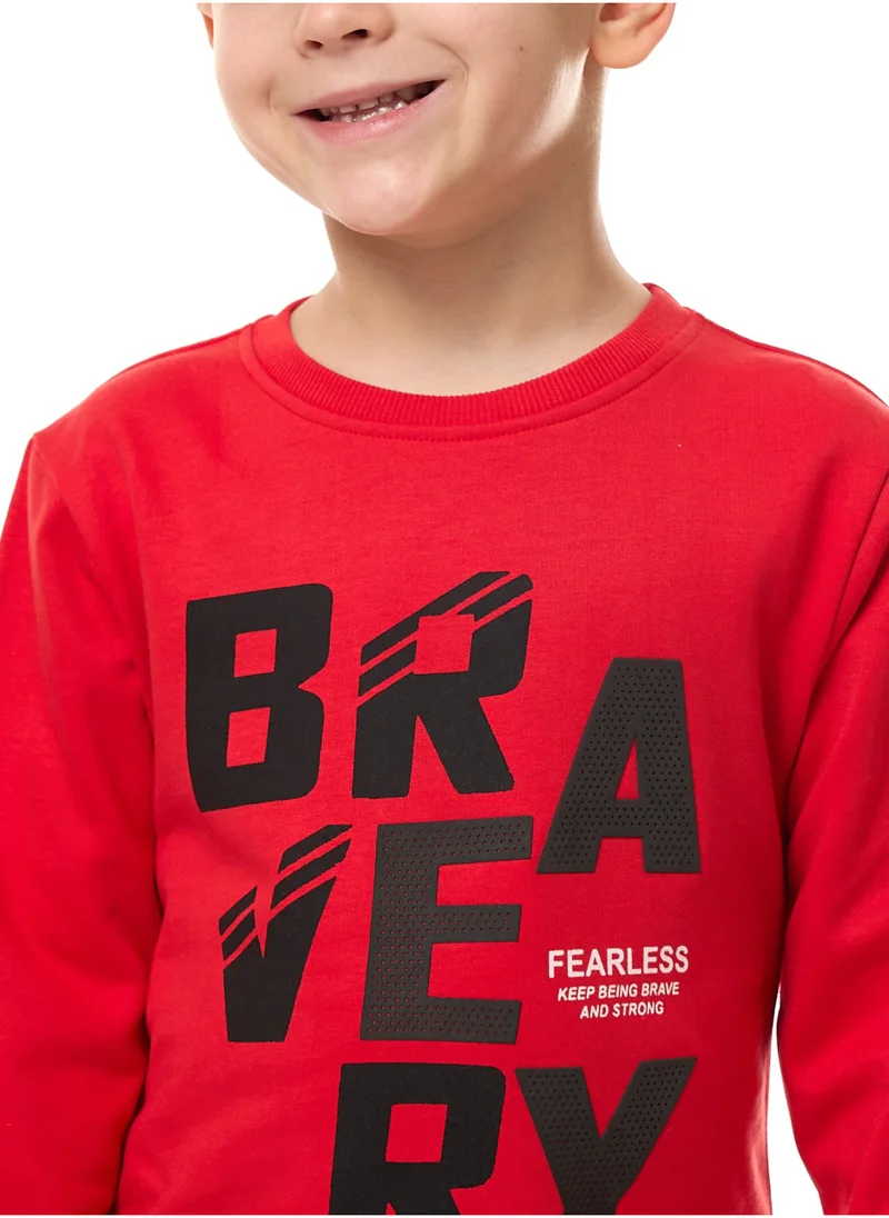 victor and jane Boys' 2-Piece Sweatshirt and Jogger Set (2 -8 yrs) Red-Black