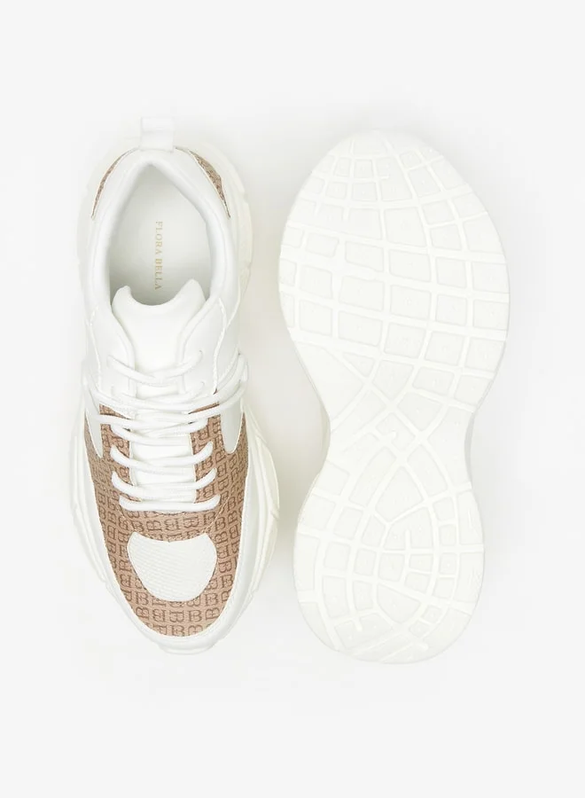فلورا بيلا من شو إكسبرس Women's Monogram Print Sports Shoes With Lace-Up Closure
