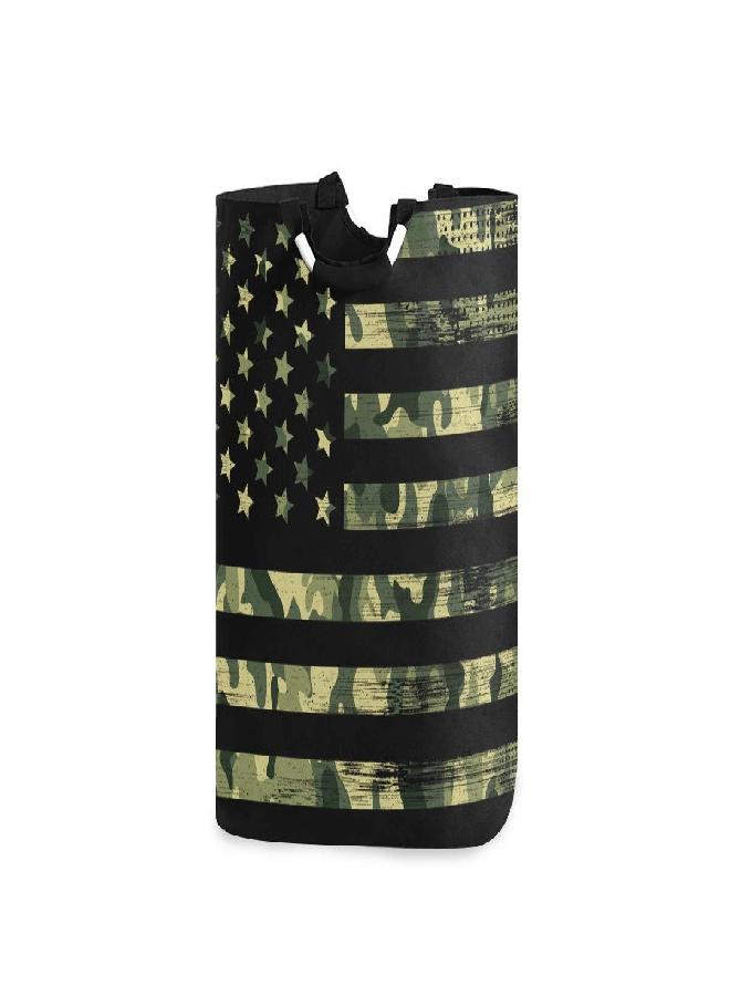senya Large Laundry Basket, USA Flag Camouflage Vintage Laundry Hamper Foldable Clothes Bag with Handle Foldable Washing Bin - Image 1