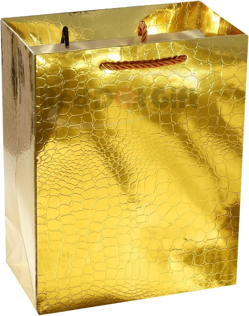 Red Dot Gift Pack of 10 Metallic Gold Paper Bags - Special Textured Shopping Bags (A5 Size) - Image 4