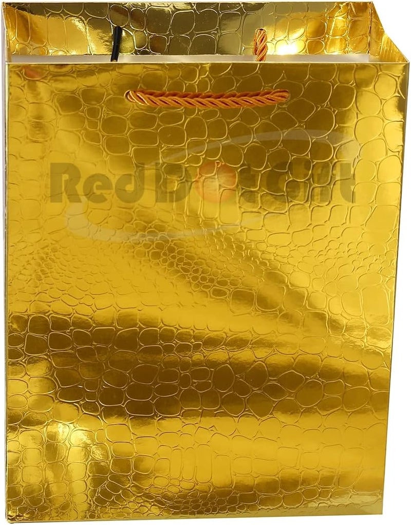 Red Dot Gift Pack of 10 Metallic Gold Paper Bags - Special Textured Shopping Bags (A5 Size) - Image 5