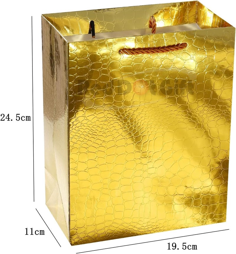 Red Dot Gift Pack of 10 Metallic Gold Paper Bags - Special Textured Shopping Bags (A5 Size) - Image 2