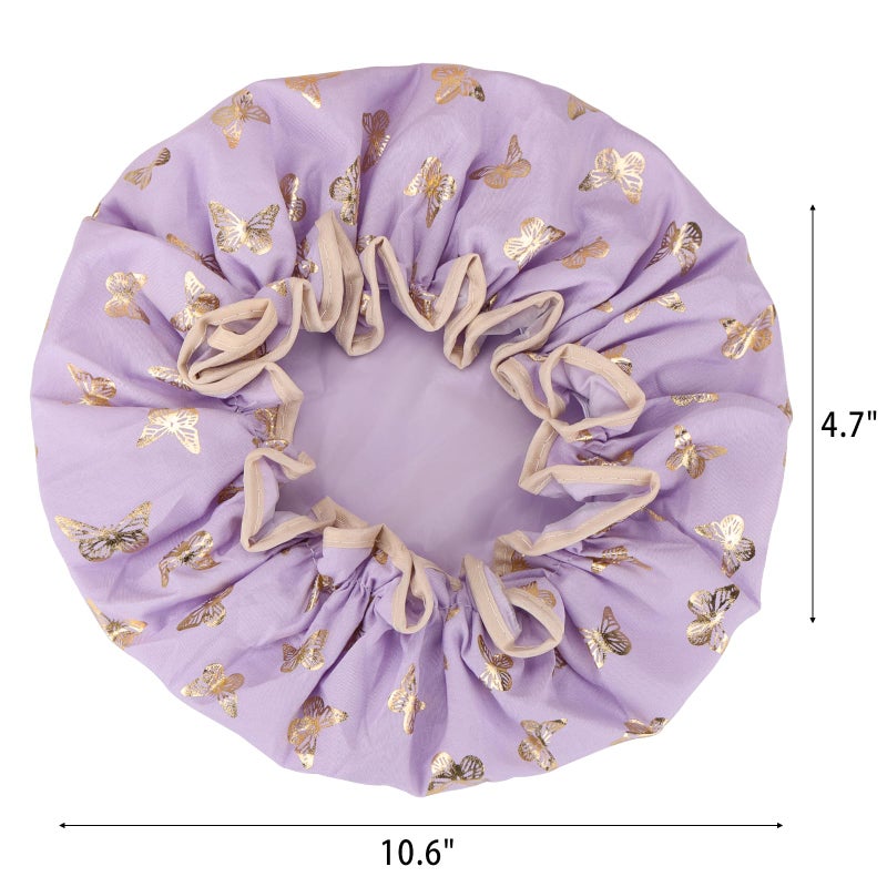 Tbestmax 4 Pcs Shower Caps Hat for Women and Girl, Reusable Waterproof Bath Cap Double Waterproof Layers Butterfly - Image 2