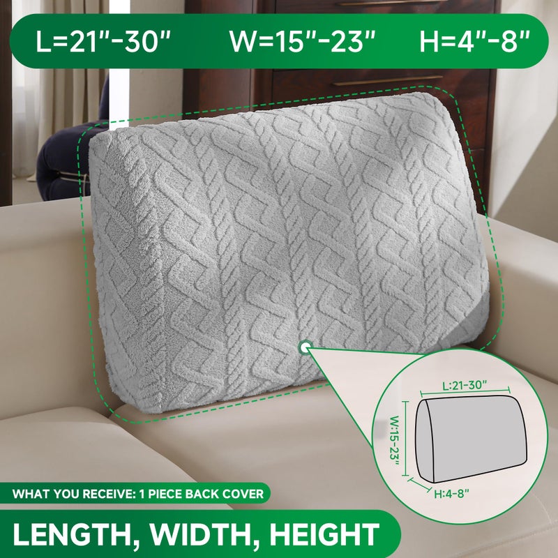 OHSIO Couch Cushion Covers, Super Soft Thicker Fleece Sofa Cover Stretch Sectional Sofa Slipcover Washable Pet Friendly Anti-Slip Stain Resistant Furniture Cover for Home(1 Back Cover,Light Gray) - Image 2