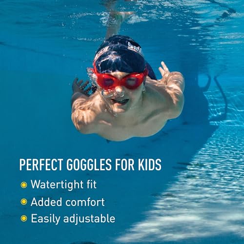 FINIS Nitro Kids Swim Goggles - Ages 5-10 - Soft One-Piece Frame - UV Protection - Adjustable Split Strap - Blue/Yellow - Image 3