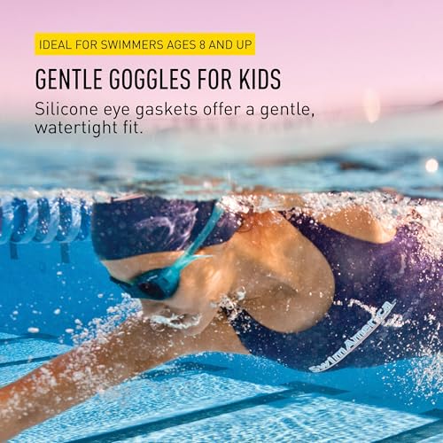 FINIS Nitro Kids Swim Goggles - Ages 5-10 - Soft One-Piece Frame - UV Protection - Adjustable Split Strap - Blue/Yellow - Image 5